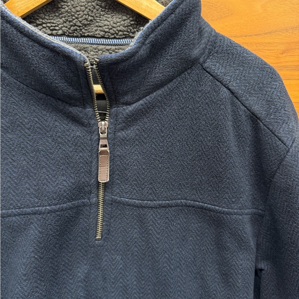 London Fog Blue Zip Up Sweater with Textured Fleece